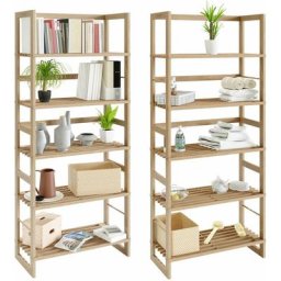 2er Set Standregal Öland Holz 135,5 x 58 x 27 cm 5 Böden Belastbar Holzregal Bad Küche Keller Regal