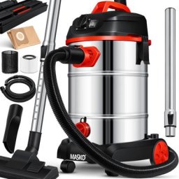 Industriestaubsauger Staubsauger Nass Trocken Sauger Edelstahl max. 1800W, Rot - Masko