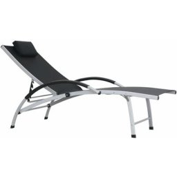 Vidaxl - Sonnenliege Aluminium Textiline Schwarz Schwarz