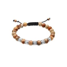 Kuzzoi Armband Herren Achat Perlen Bead Jasper Look 925 Silber
