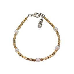 Firetti Armband Dreiecke und Kugeln, glänzend, mit Perlen (synth) und Hämatit, Made in Germany