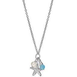 Fossil Kette mit Anhänger Stern, Sterling Silver, JFS00573040, mit Süßwasserzuchtperlen
