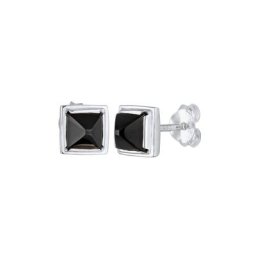 KUZZOI KUZZOI Ohrringe Onyx Pyramid Quadrat 925 Silber Herrenschmuck Herren