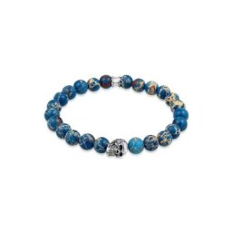 KUZZOI KUZZOI Armband Herren Totenkopf Blau-Gefärbter Achat 925 Silber Herrenschmuck