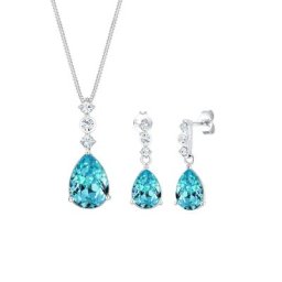 Elli PREMIUM Elli PREMIUM Schmuckset Tropfen Edel Kristalle 925 Sterling Silber Schmuck-Set Damen