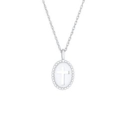 Elli Elli Halskette Kreuz Symbol Oval Cut Out Vintage 925 Silber Ketten Damen