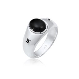 KUZZOI KUZZOI Ring Herren Siegelring Onyx Oval Basic 925 Silber Herrenschmuck