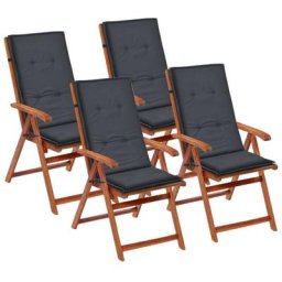 Hommoo - Gartenstuhl Auflage Hochlehner 4 Stk. Anthrazit 120 x 50 x 3 cm VD27557