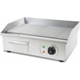 Grillplatte Bratplatte Plancha Grill Elektrisch 3000W aus Edelstahl (Grillfläche Mit Rillen