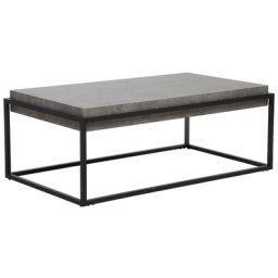 Couchtisch Grau Schwarz 61 x 104 cm MDF Tischplatte Metallgestell Betonoptik Rechteckig Modern Industriell