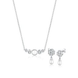 Elli Premium Schmuckset mit Perle und Kristalle 925 Silber