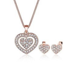 Elli Schmuckset Herz Kristalle Pretty 925 Silber