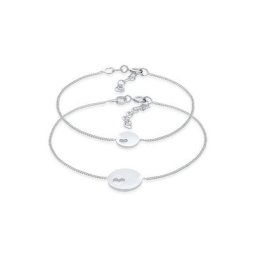 Elli Schmuckset Plättchen Herz Mutter Kind (2 tlg) 925 Silber