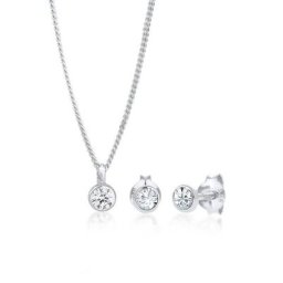 Elli Schmuckset Basic Solitär Kristalle Silber