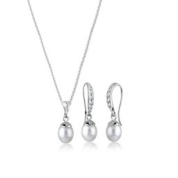 Elli Schmuckset Elegant Perle Kristalle 925 Silber