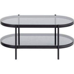 andas Couchtisch (1-St), tischplatte aus gehärtetem Rauchglas.Oval, 1 Ablage, B: 95 cm