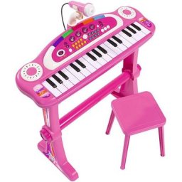 SIMBA Spielzeug-Musikinstrument My Music World Keyboard, pink, mit Hocker und Mikrofon