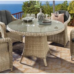 Destiny Gartentisch LUNA, 2-tlg., Rund Polyrattangeflecht, mit aufgelegter Glasplatte