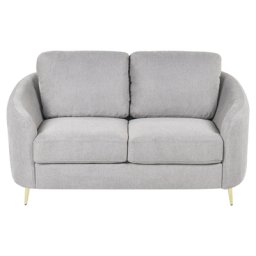 2-Sitzer Sofa Hellgrau Stoffbezug mit Armlehnen Goldenen Metallfüßen Glamourös Modern Wohnzimmer Schlafzimmer Möbel Sitzmöbel