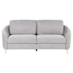 3-Sitzer Sofa Hellgrau Stoffbezug mit Armlehnen Goldenen Metallfüßen Glamourös Modern Wohnzimmer Schlafzimmer Möbel Sitzmöbel
