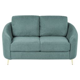 2-Sitzer Sofa Mintgrün Stoffbezug mit Armlehnen Goldenen Metallfüßen Glamourös Modern Wohnzimmer Schlafzimmer Möbel Sitzmöbel