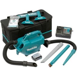 Makita Akku-Hand-und Stielstaubsauger CL121DSA, 28 W, mit Beutel, Fahrzeugreinigung, 46 mbar mit Akku 12V und Ladegerät