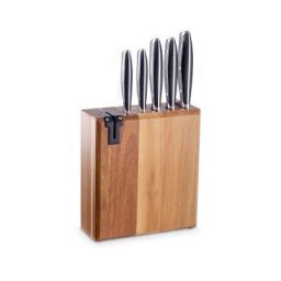 ECHTWERK Messerblock (6tlg), Küchenmesser-Set aus Akazienholz, Inkl. Integriertem Messerschärfer