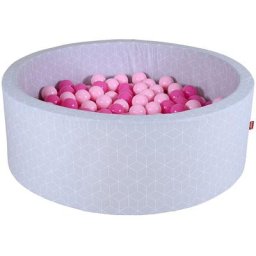 Knorrtoys® Bällebad Geo, Cube Grey, mit 300 Bällen soft pink, Made in Europe