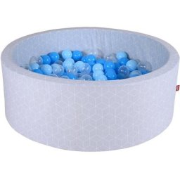 Knorrtoys® Bällebad Geo, Cube Grey, mit 300 Bällen soft Blue/Blue/transparent, Made in Europe