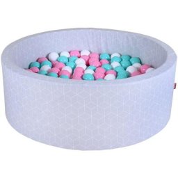 Knorrtoys® Bällebad Geo, Cube Grey, mit 300 Bällen rose/creme/lightBlue, Made in Germany