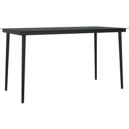 Garten-Esstisch Schwarz 140x70x74 cm Stahl und Glas Vidaxl Schwarz
