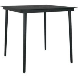 Garten-Esstisch Schwarz 80x80x74 cm Stahl und Glas Vidaxl Schwarz