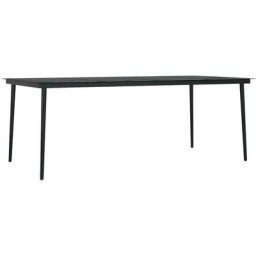 Garten-Esstisch Schwarz 200x100x74 cm Stahl und Glas Vidaxl Schwarz