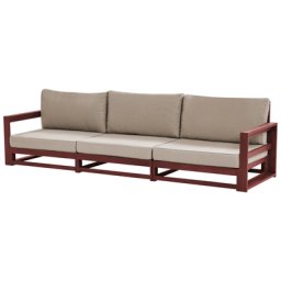 Gartensofa Mahagoni Braun Akazienholz Auflagen Taupe 3-Sitzer Sofa Retro Landhaus Stil Terrasse Outdoor Außenbereich