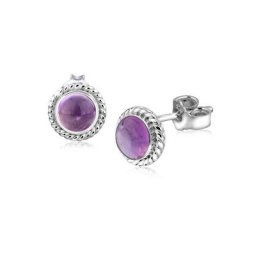Nenalina Paar Ohrstecker Amethyst Geburtsstein Februar Trend 925 Silber