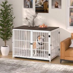 Hundekäfig Hundehaus Indoor, Hundehütte aus Holz und Metall, 3 Türen, abnehmbare Tablett, diy