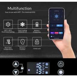 Merax Thermobehälter elektrische Kompressor-Kühlbox tragbar, mit APP, ABS-Kunststoff, Gefrierbox