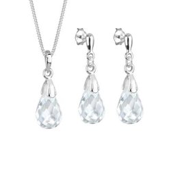Elli Elli Schmuckset Tropfen Bergkristall 925 Sterling Silber Schmuck-Set Damen
