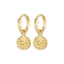 Elli Elli Ohrringe Creolen Einhänger Plättchen Sonne Antik 925 Silber Damen