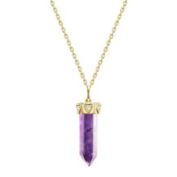 Glanzstücke München Halskette Sterling Silber Amethyst in Gelbgold Ketten Damen