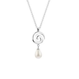 Nenalina Nenalina Halskette Muschelkernperle Tropfen Drop Spirale 925 Silber Ketten Damen