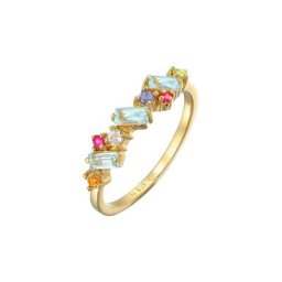 Elli PREMIUM Elli PREMIUM Ring Peridot Topas Mondstein Glamour 925 Silber vergoldet Ringe Damen