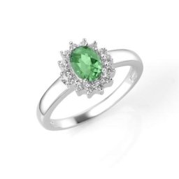 Smart Jewel Ring zauberhaft, farbiger Stein und weiße Zirkonia, Silber 925 Ringe Grün Damen