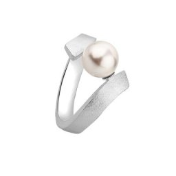Nenalina Nenalina Ring Brushed Synthetische Perle 925 Silber Ringe Damen