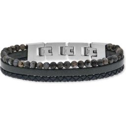 SAVE BRAVE Armband Edelstahl, Leder, Stein Armbänder & Armreife Herren