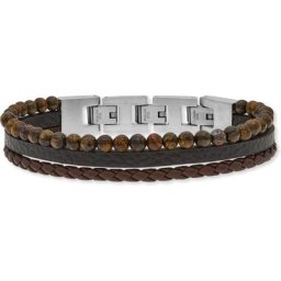 SAVE BRAVE Armband Edelstahl, Leder, Stein Armbänder & Armreife Herren
