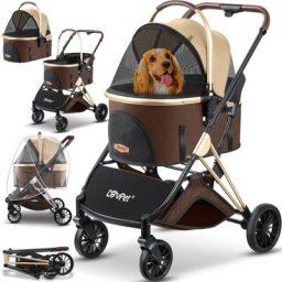 LOVPET® Hundewagen 3in1 Hundebuggy Hundebox Transporttasche 360° Große Räder Faltbar klappbar
