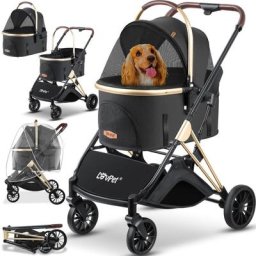 Hundewagen 3in1 Hundebuggy Hundebox Transporttasche 360° Große Räder Faltbar klappbar Haustiere