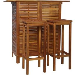 Bartisch und Stuhl-Set 3-tlg. Akazienholz Massiv Vidaxl Braun