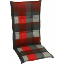 Hochlehner-Auflage 120 x 50 x 8 cm rot kariert Sitzkissen Sitzpolster - Go-de